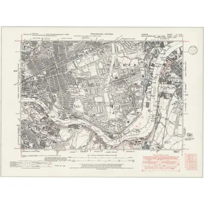 1938 Map of Durham III.SW, 1946 Print