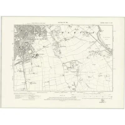 1912 Map of Durham IV.SW, 1921 Print