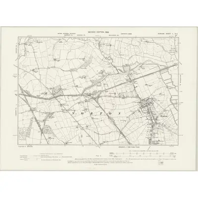 1896 Map of Durham L.NE, 1899 Print