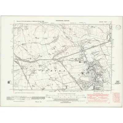1939 Map of Durham L.NE, 1947 Print
