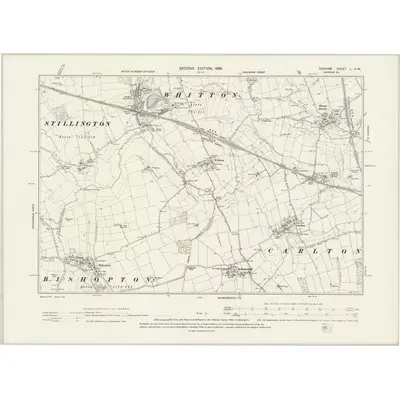 1896 Map of Durham L.NW, 1898 Print