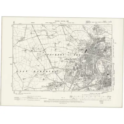 1890 Map of Durham L.SE, 1899 Print