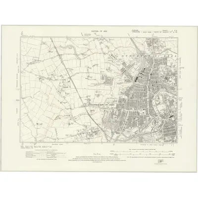 1913 Map of Durham L.SE, 1923 Print