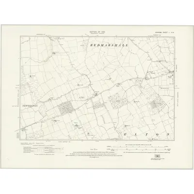 1914 Map of Durham L.SW, 1923 Print