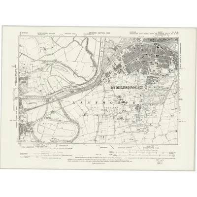 1890 Map of Durham LI.SW, 1899 Print