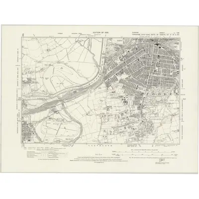 1913 Map of Durham LI.SW, 1923 Print