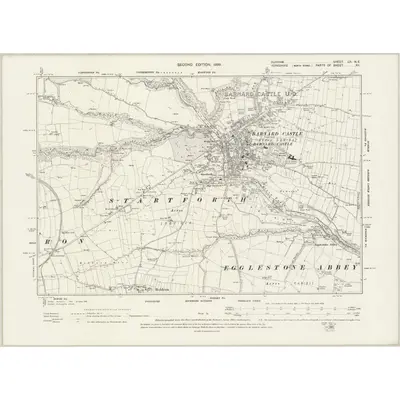 1896 Map of Durham LII.NE, 1899 Print