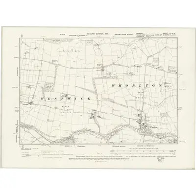 1896 Map of Durham LIII.NW, 1899 Print
