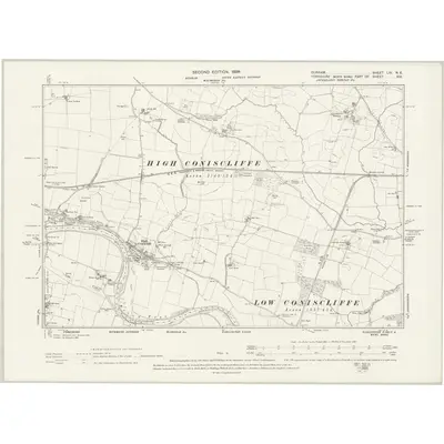 1896 Map of Durham LIV.NE, 1899 Print