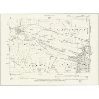 1896 Map of Durham LIV.NW, 1899 Print