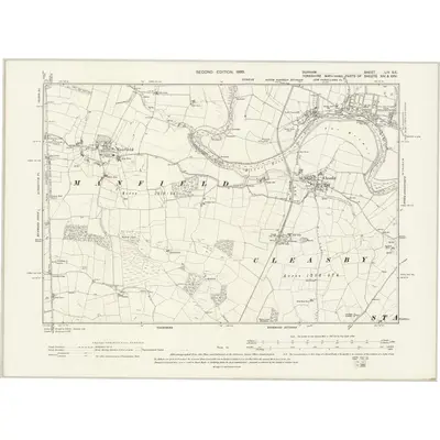 1896 Map of Durham LIV.SE, 1899 Print