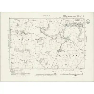 1912 Map of Durham LIV.SE, 1924 Print