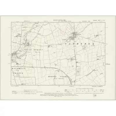 1896 Map of Durham LV.NE, 1899 Print