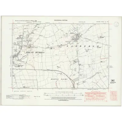 1938 Map of Durham LV.NE, 1947 Print