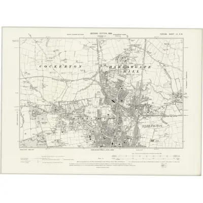 1896 Map of Durham LV.NW, 1899 Print