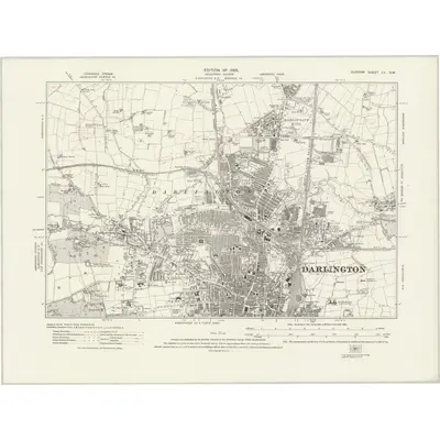 1913 Map of Durham LV.NW, 1923 Print