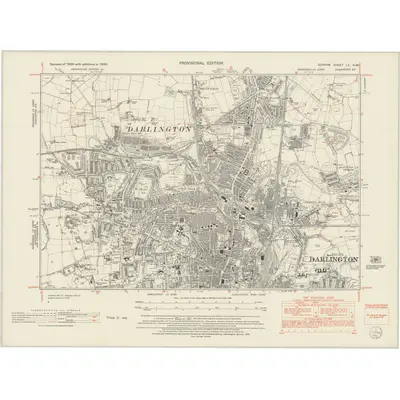 1950 Map of Durham LV.NW, 1952 Print