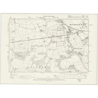 1896 Map of Durham LV.SE, 1899 Print