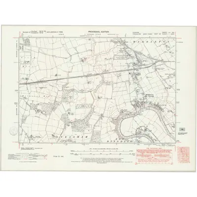 1938 Map of Durham LV.SE, 1947 Print