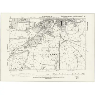 1896 Map of Durham LV.SW, 1899 Print
