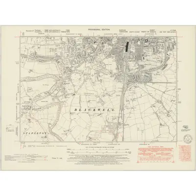 1948 Map of Durham LV.SW, 1951 Print