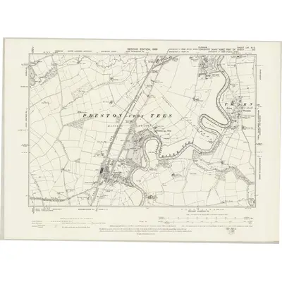 1896 Map of Durham LVI.NE, 1899 Print
