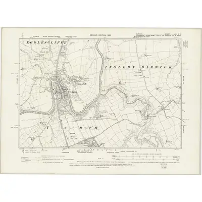 1896 Map of Durham LVI.SE, 1899 Print
