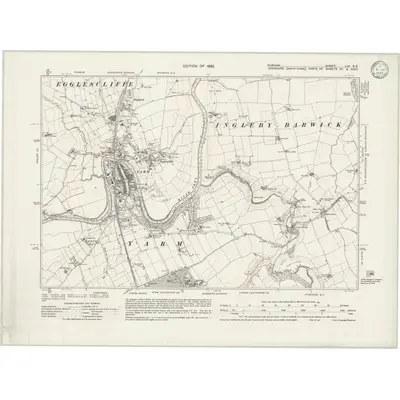 1913 Map of Durham LVI.SE, 1932 Print