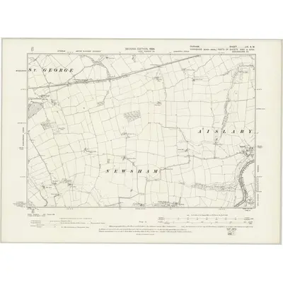 1896 Map of Durham LVI.SW, 1898 Print