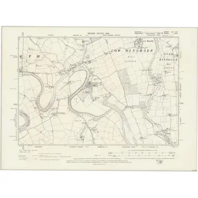 1896 Map of Durham LVII.NE, 1899 Print