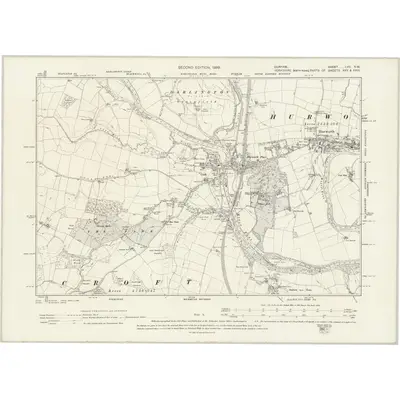 1896 Map of Durham LVII.NW, 1899 Print