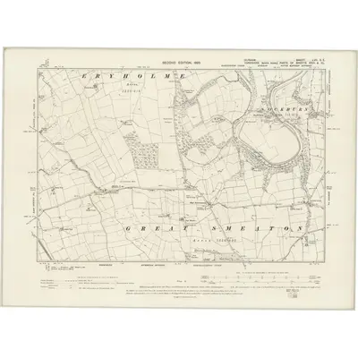 1896 Map of Durham LVII.SE, 1899 Print