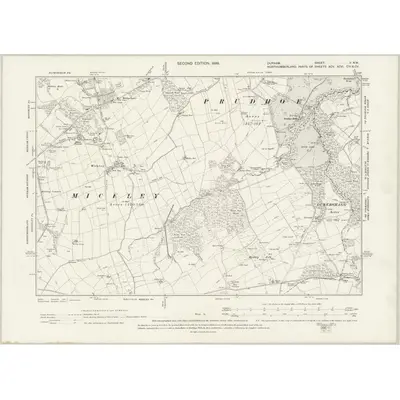 1895 Map of Durham V.NW, 1899 Print