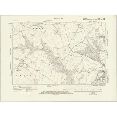 1914 Map of Durham V.SW, 1921 Print