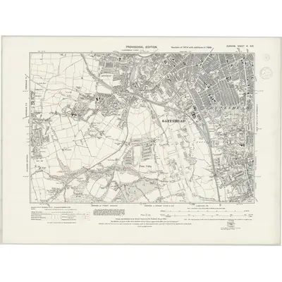 1938 Map of Durham VI.NE, 1944 Print