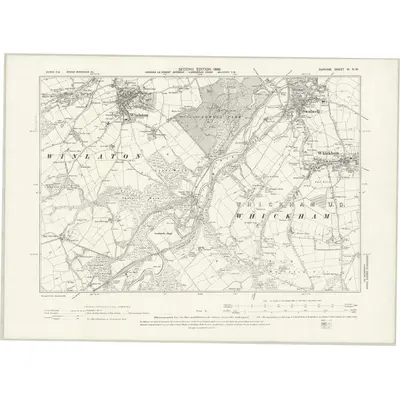 1895 Map of Durham VI.NW, 1898 Print