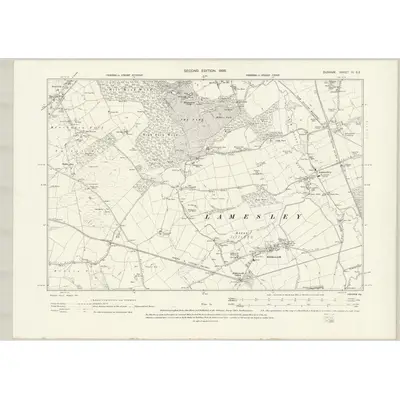 1895 Map of Durham VI.SE, 1898 Print