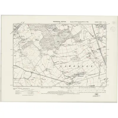 1938 Map of Durham VI.SE, 1944 Print