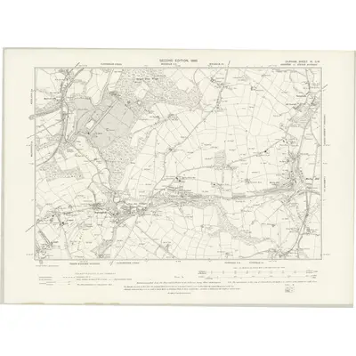 1895 Map of Durham VI.SW, 1898 Print