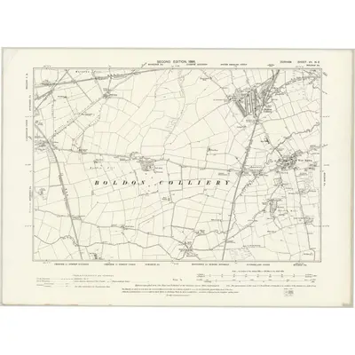 1894 Map of Durham VII.NE, 1898 Print