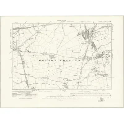 1914 Map of Durham VII.NE, 1921 Print
