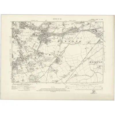 1914 Map of Durham VII.NW, 1921 Print