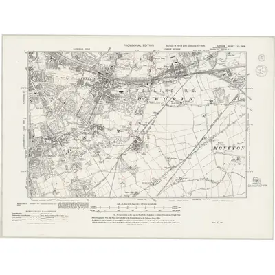 1938 Map of Durham VII.NW, 1944 Print