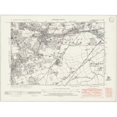 1938 Map of Durham VII.NW, 1947 Print