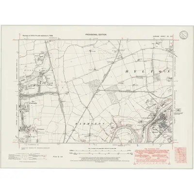 1938 Map of Durham VII.SE, 1946 Print