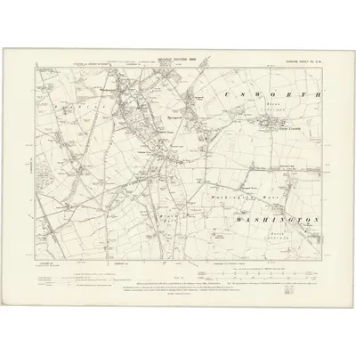 1895 Map of Durham VII.SW, 1898 Print