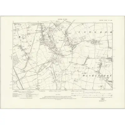 1914 Map of Durham VII.SW, 1921 Print