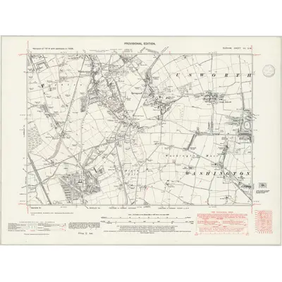 1938 Map of Durham VII.SW, 1946 Print