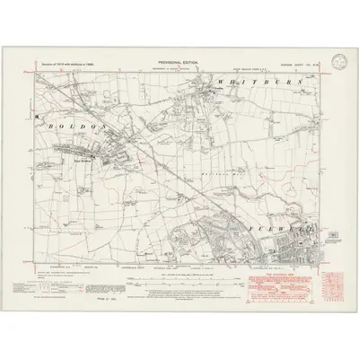 1938 Map of Durham VIII.NW, 1946 Print