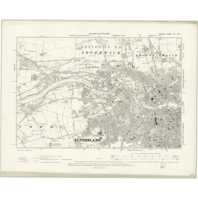 1895 Map of Durham VIII.SW, 1898 Print